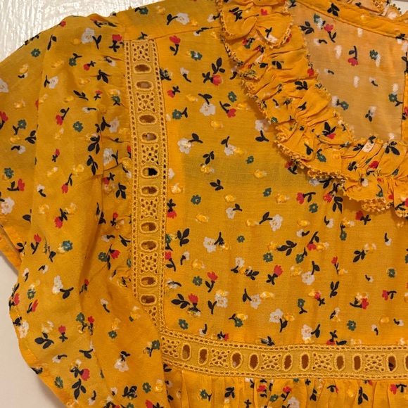 LOFT Yellow Floral Ruffle Blouse - Picture 5 of 5